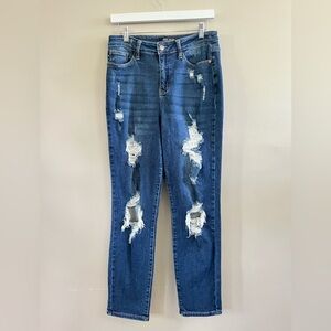 Judy Blue Jeans Distressed Boyfriend Fit‎ Stretch Denim size 28
